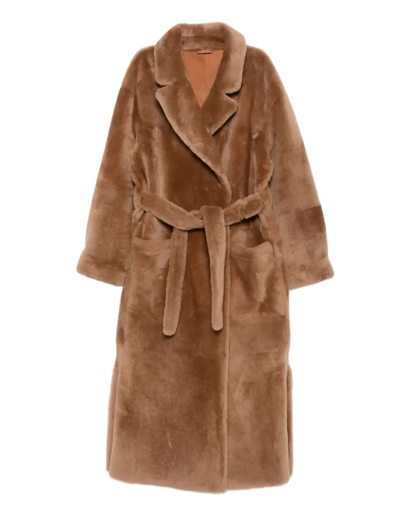 Liska Mantel aus Shearling mit Gürtel - Braun Braun