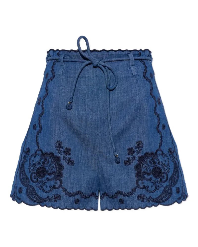 Zimmermann Aster Shorts mit Wellensaum - Blau Blau