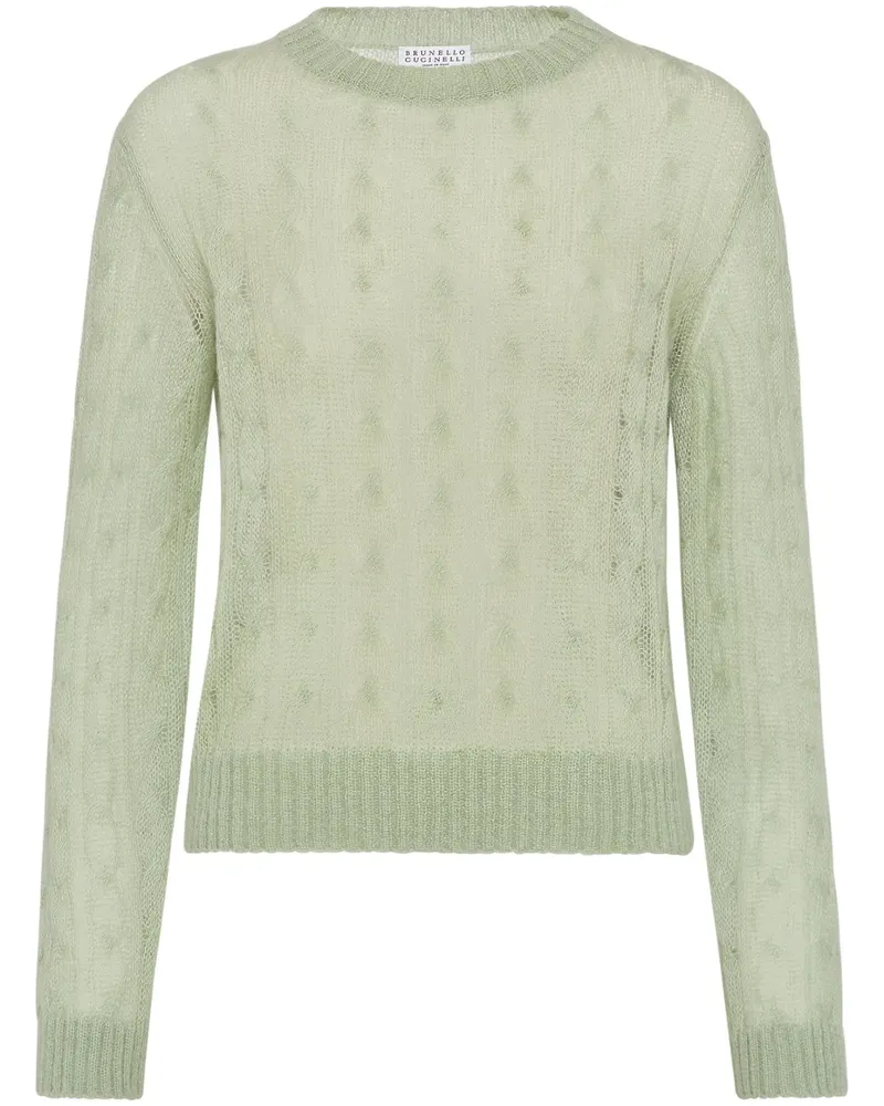 Brunello Cucinelli Pullover mit Zopfmuster - Grün Grün