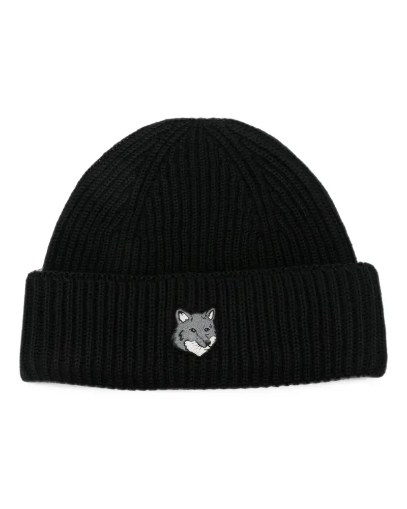 Kitsuné ribbed-knit beanie hat - Schwarz Schwarz