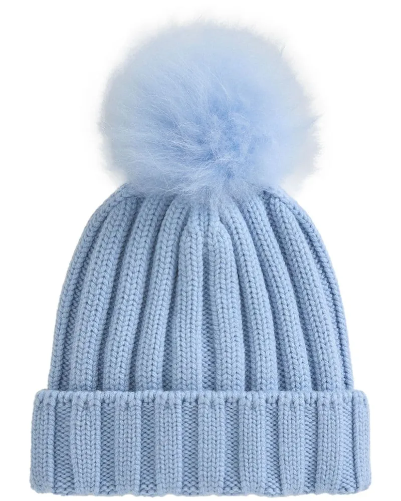 Woolrich Beanie mit Pompon Blau