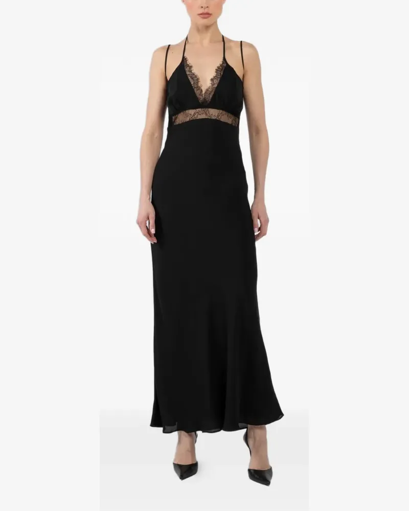Jacob Lee lace-trim midi dress - Schwarz Schwarz