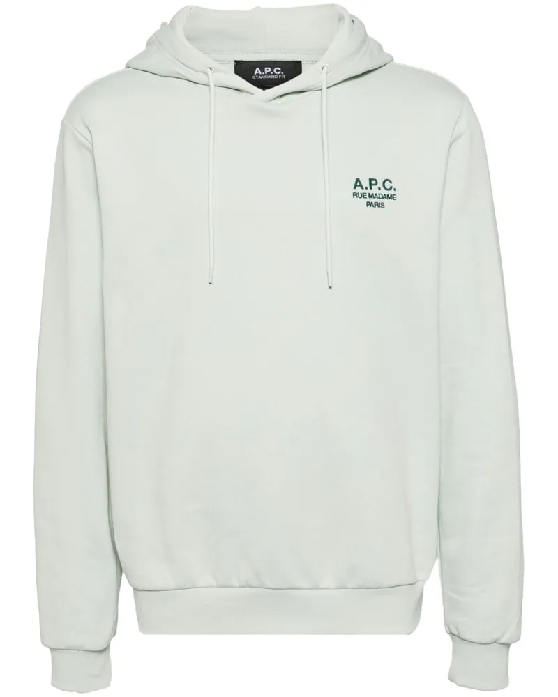 A.P.C. Hoodie mit Logo-Stickerei - Grün Grün