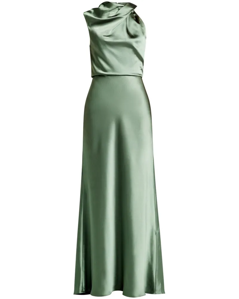 Amsale Satin-Maxikleid mit drapiertem Kragen - Grün Grün