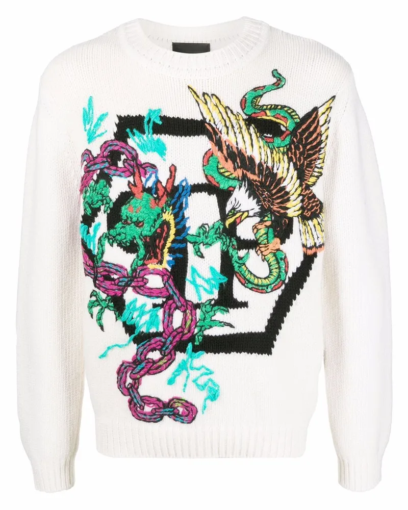 Philipp Plein Pullover mit Intarsienmuster - Weiß Weiß