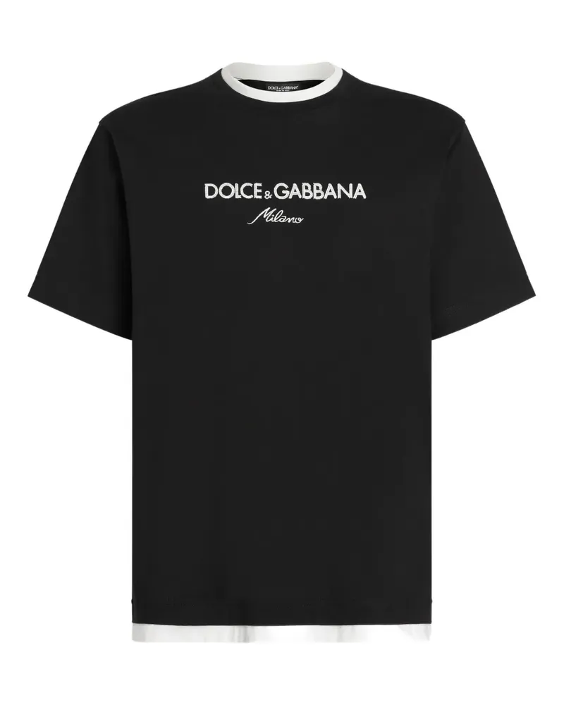 Dolce & Gabbana T-Shirt mit Logo-Stickerei - Schwarz Schwarz