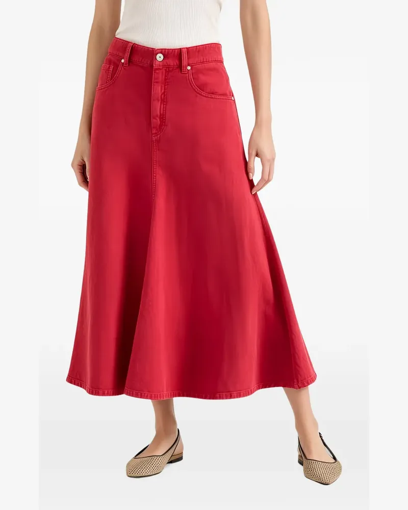 Brunello Cucinelli high-waisted A-line midi skirt - Rot Rot