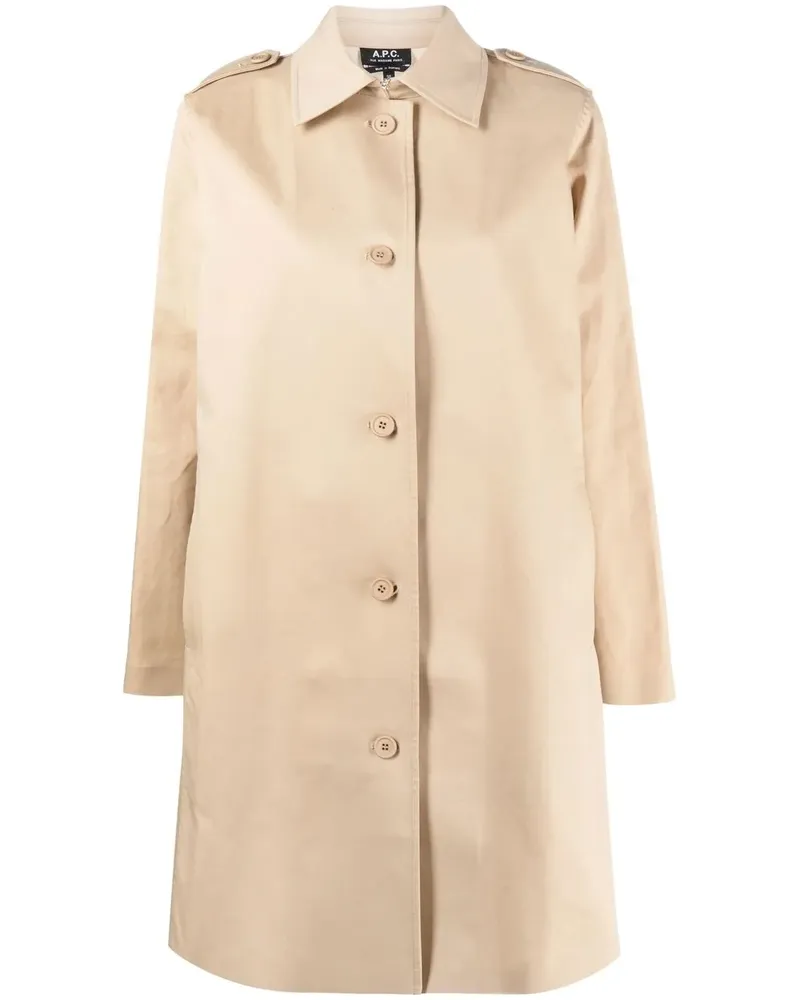 A.P.C. Einreihiger Midimantel - Nude Nude