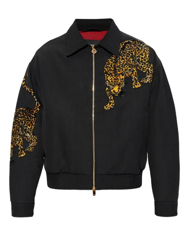 Versace animal-print zip-up jacket - Schwarz Schwarz