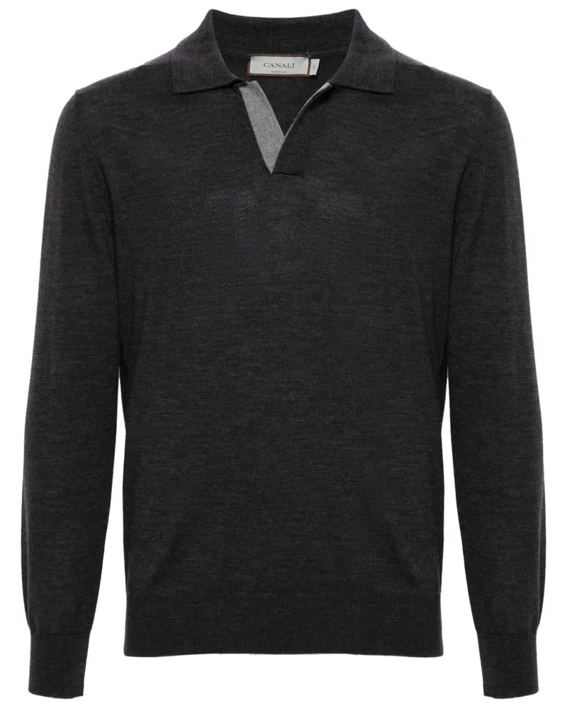 Canali Poloshirt aus Merinowolle - Grau Grau