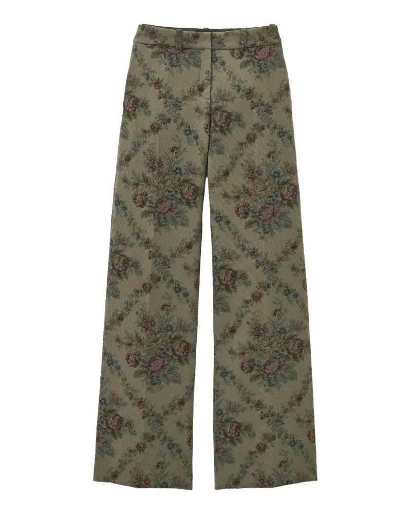 ba&sh Remea floral-print jacquard trousers - Grün Grün