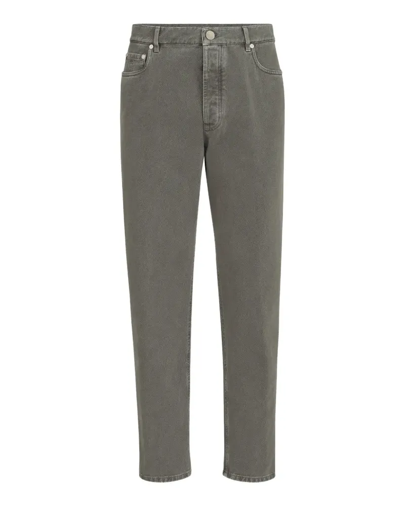 Brunello Cucinelli garment-dyed denim iconic fit five-pocket trousers - Grau Grau