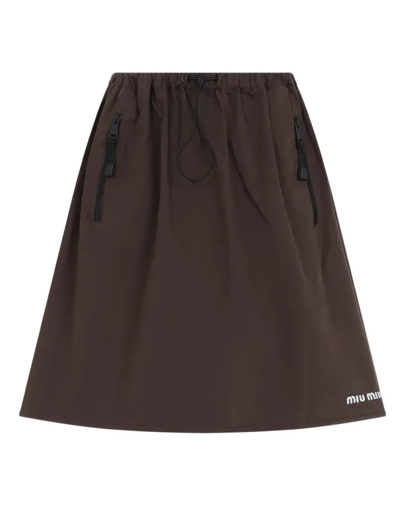 Miu Miu logo-print drawstring midi skirt - Braun Braun