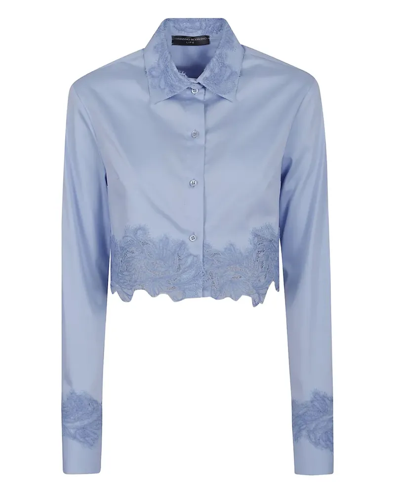 Ermanno Scervino lace-panel cropped shirt - Blau Blau