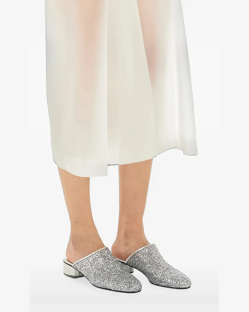Ferragamo glitter-effect block-heel mules - Silber Silber