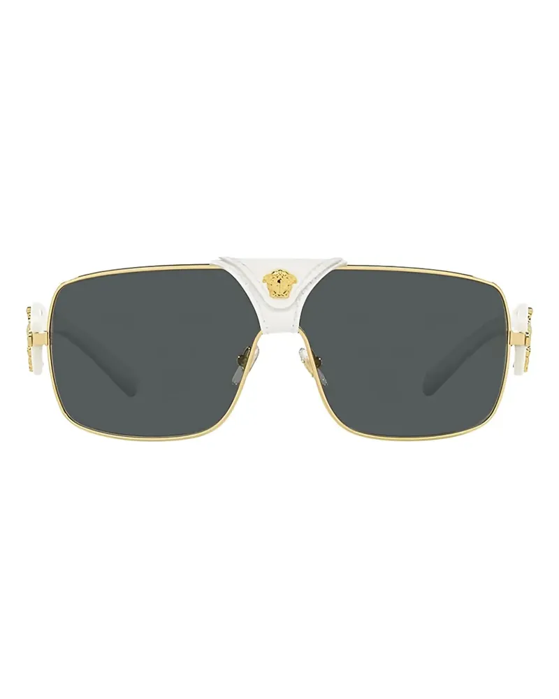 Versace Sonnenbrille mit eckigem Gestell - Gold Gold