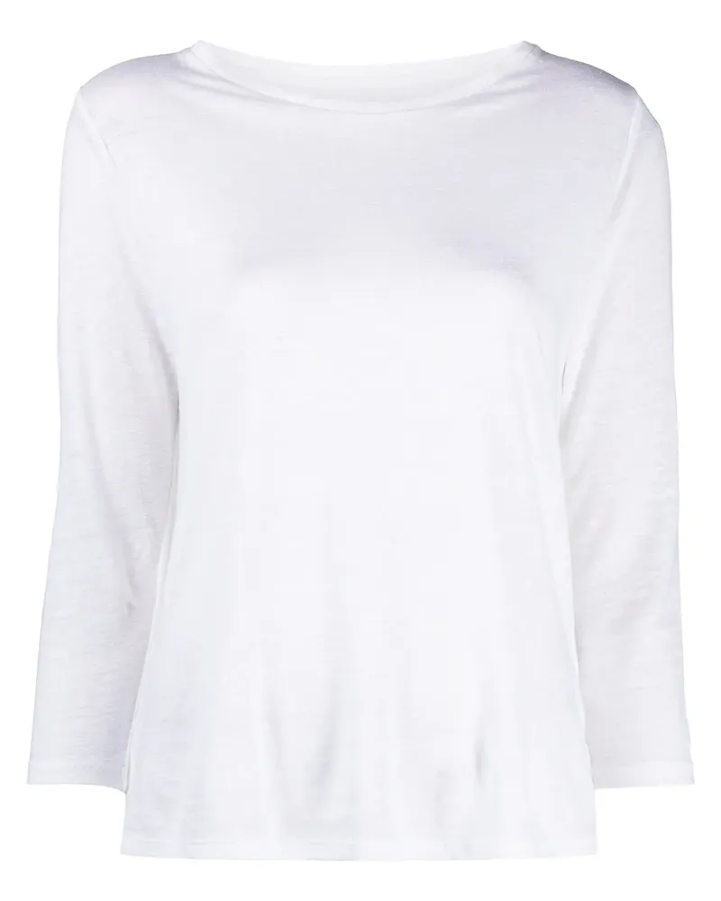 Majestic T-Shirt mit Dreiviertelärmeln - Weiß Weiß