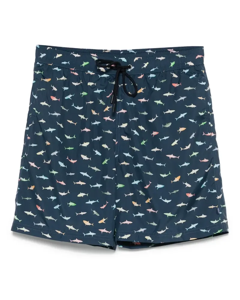 Paul & Shark Badeshorts mit Hai-Print - Blau Blau