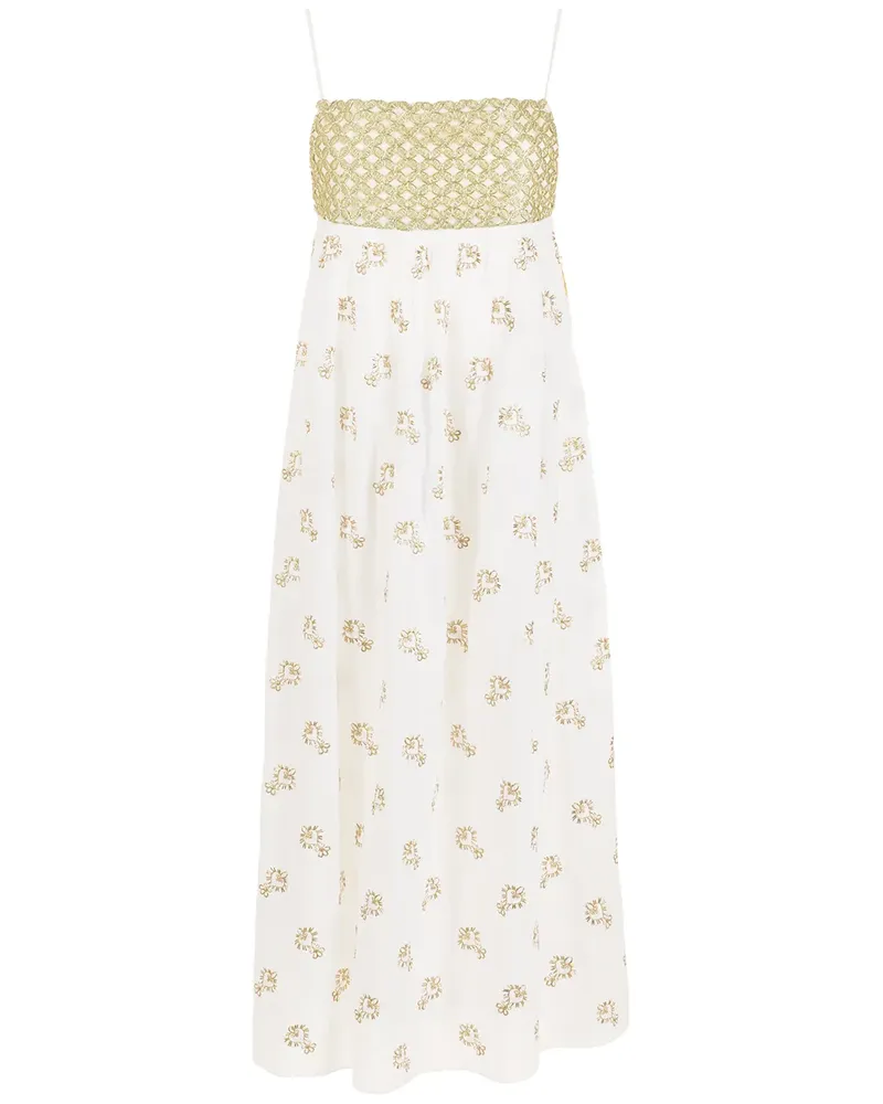 OLYMPIAH Kleid mit Blumenstickerei - Weiß Weiß