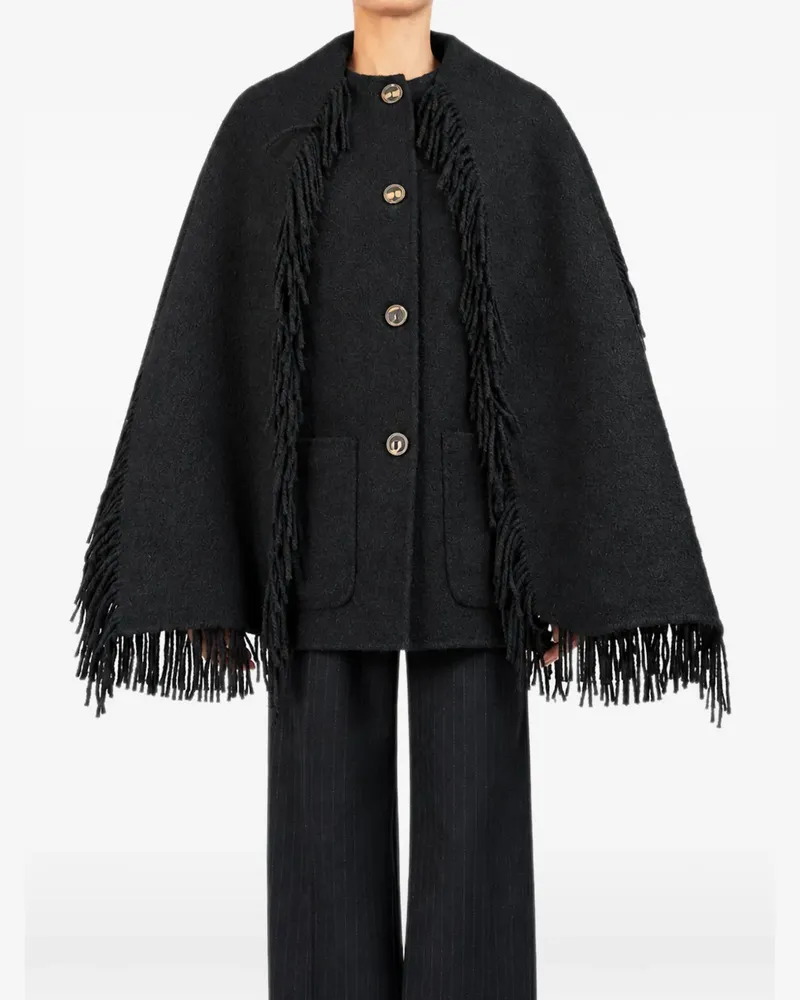 Totême fringed scarf jacket - Schwarz Schwarz