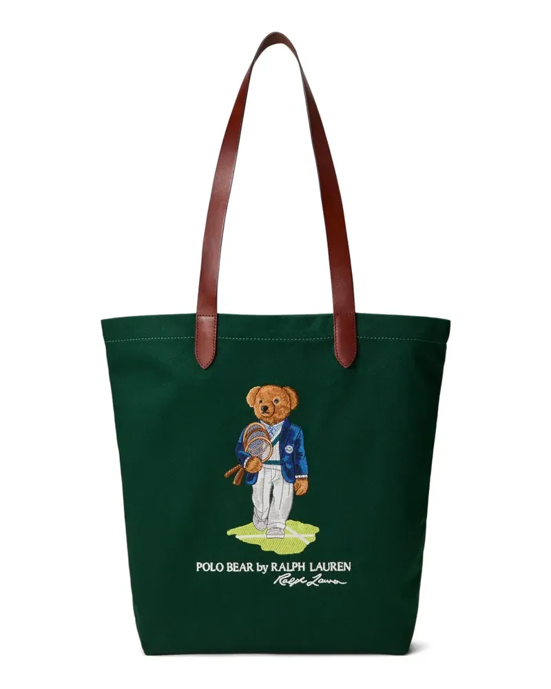 Ralph Lauren Tote Bag aus Twill mit Lederbesatz - Grün Grün