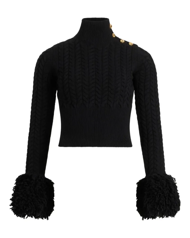 Patou Geknöpfter Pullover mit Zopfmuster - Schwarz Schwarz