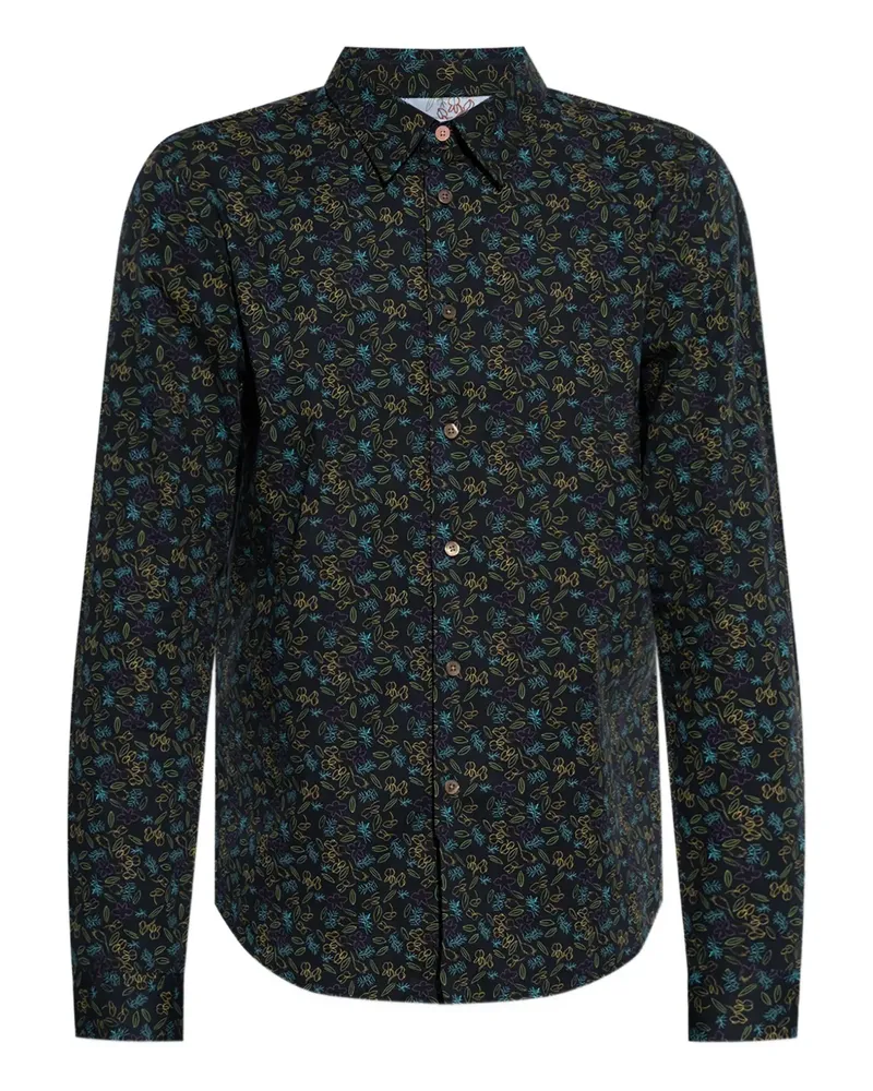 Paul Smith Hemd mit Blumen-Print - Schwarz Schwarz