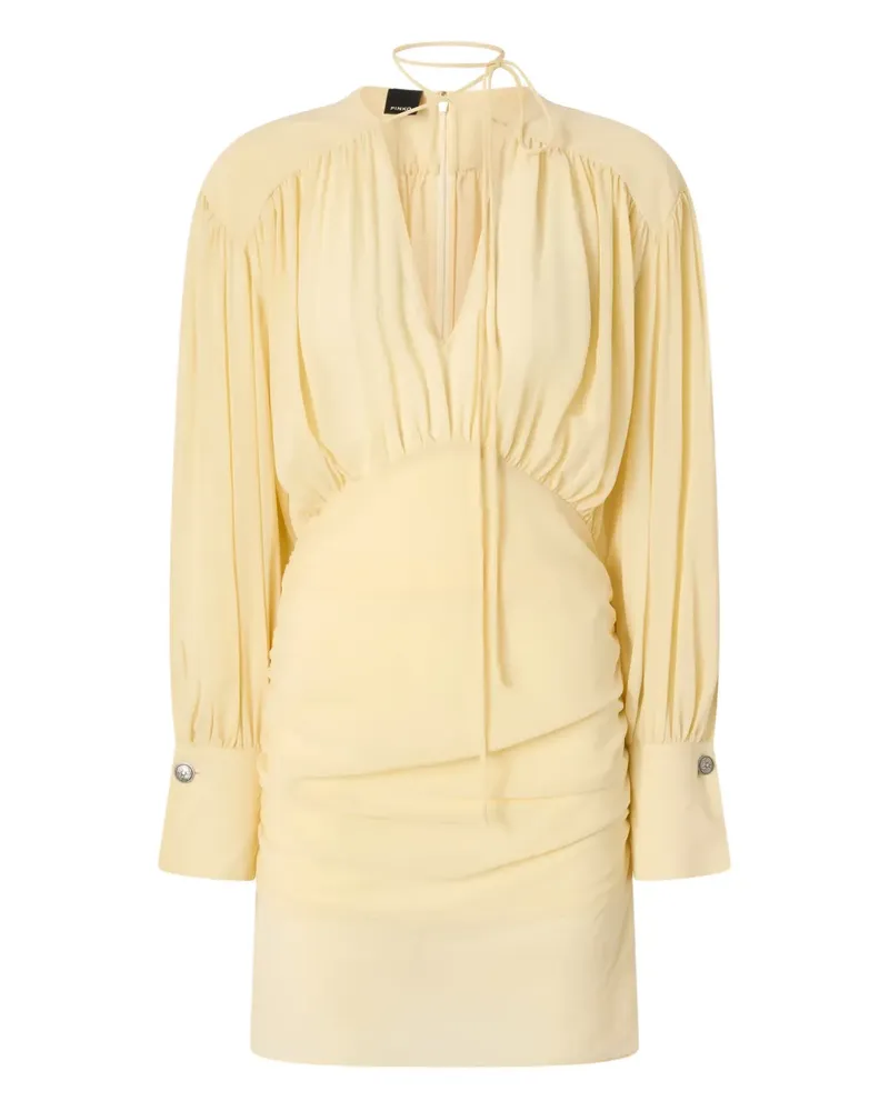 Pinko Gerafftes Kleid mit V-Ausschnitt - Gelb Gelb