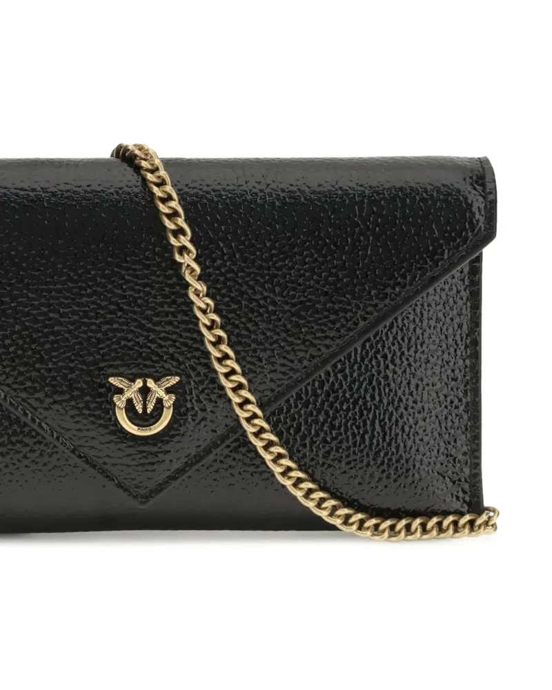 Pinko Love Birds envelope logo clutch bag - Schwarz Schwarz
