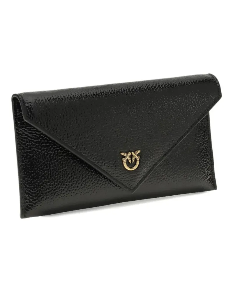 Pinko Love Birds envelope logo clutch bag - Schwarz Schwarz