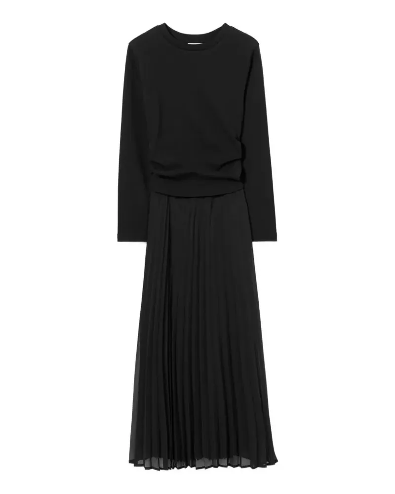 Claudie Pierlot bi-material T-shirt midi dress - Schwarz Schwarz