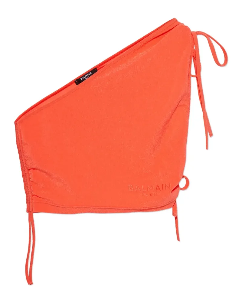 Balmain one-shoulder tie top - Orange Orange