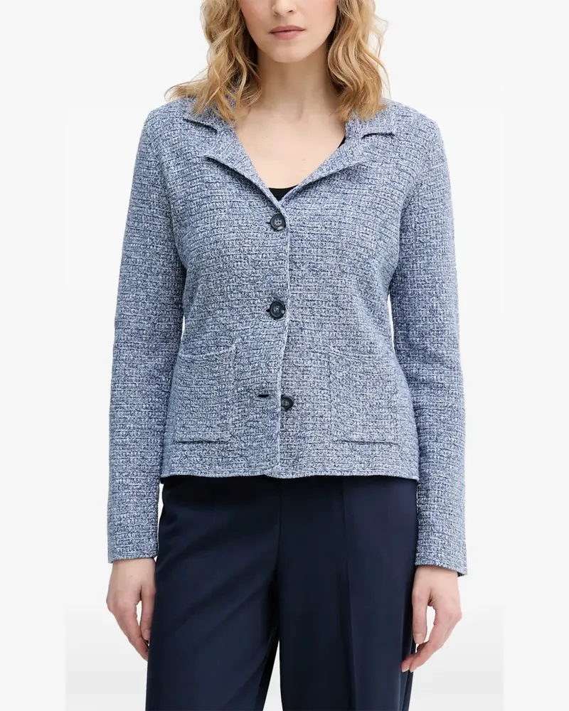 Benetton textured-knit notched-lapel cardigan - Blau Blau