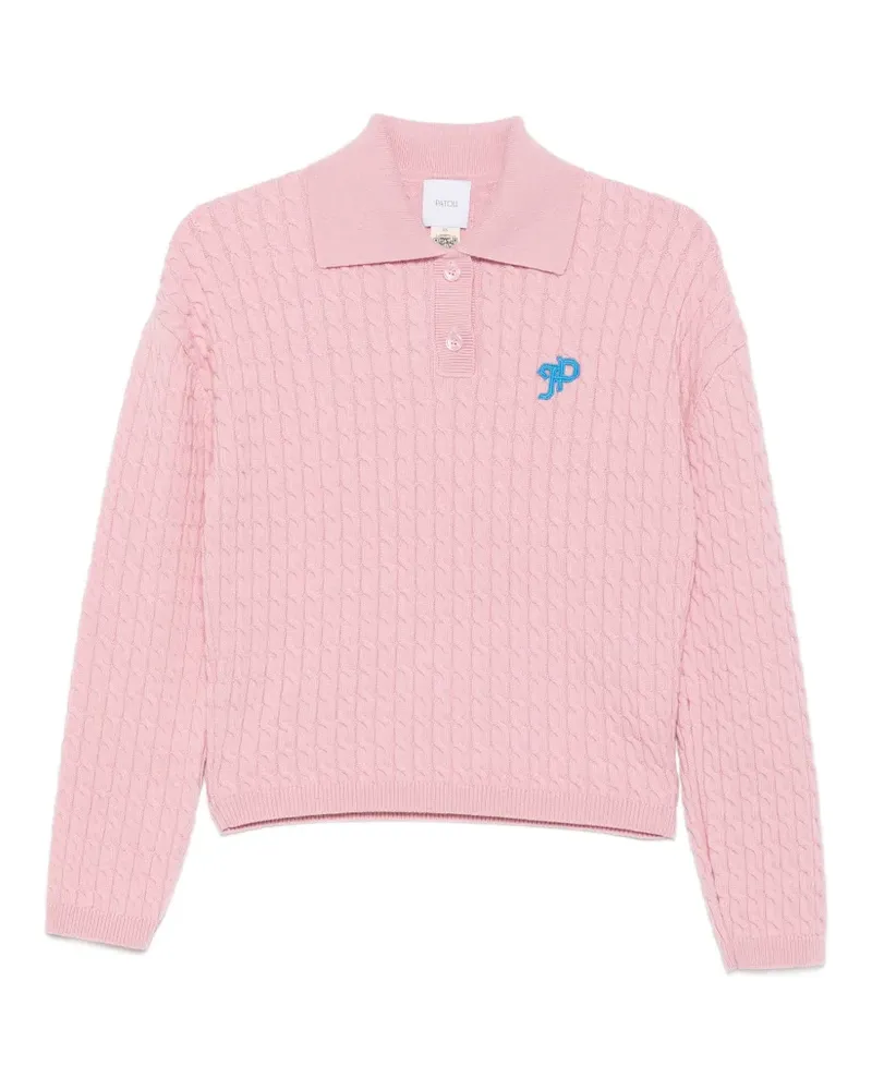 Patou JP Poloshirt mit Zopfmuster - Rosa Rosa