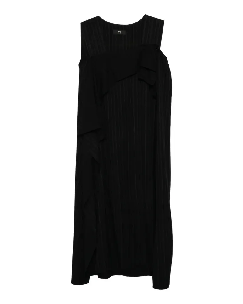 Yohji Yamamoto pinstriped ruffled dress - Schwarz Schwarz