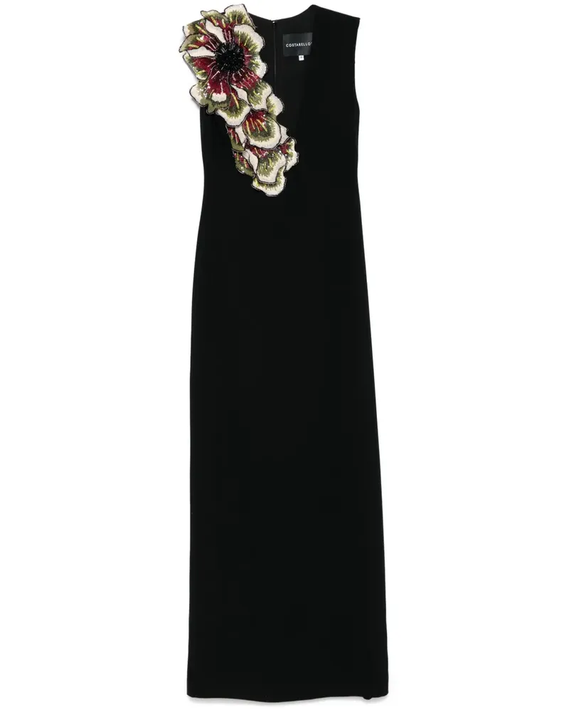COSTARELLOS Maxikleid aus Krepp mit Blumenmuster - Schwarz Schwarz