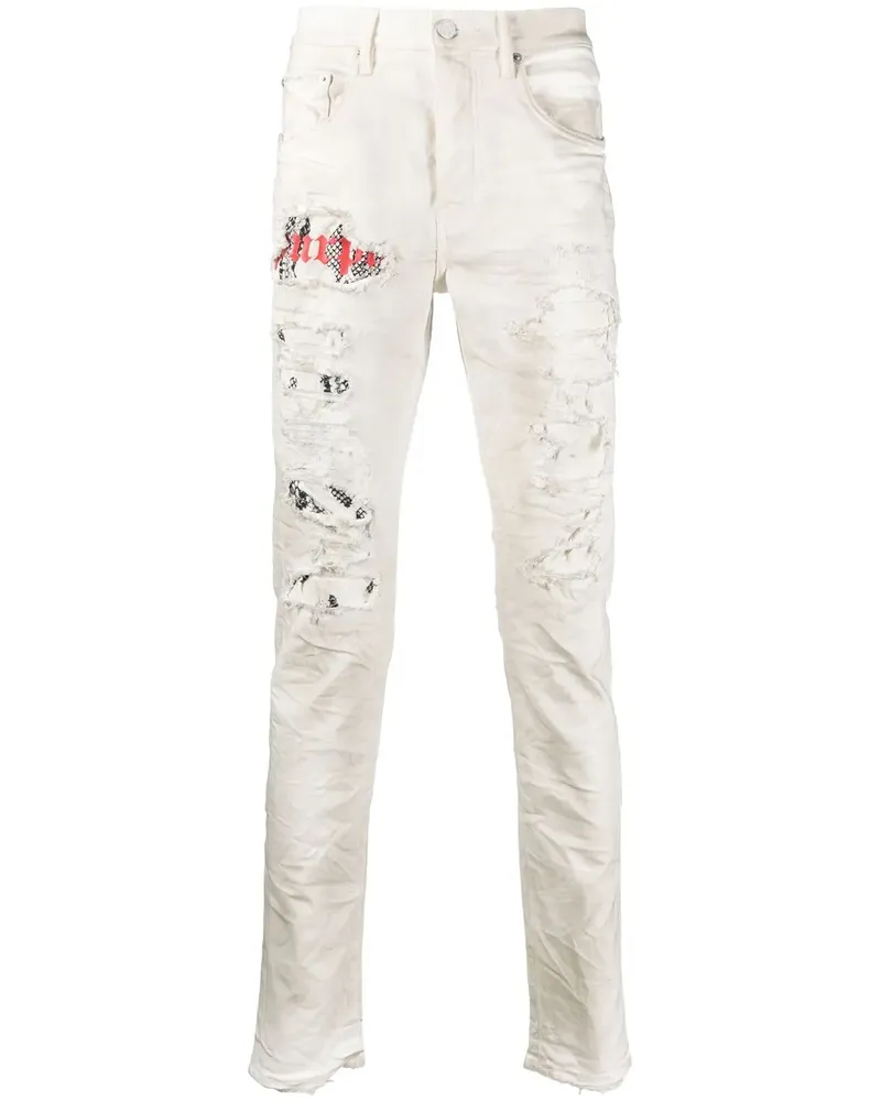 PURPLE BRAND Tapered-Jeans mit Farbklecksen - Weiß Weiß
