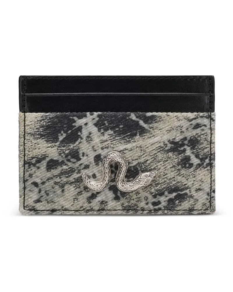 Roberto Cavalli Kartenetui mit Animal-Print - Grau Grau