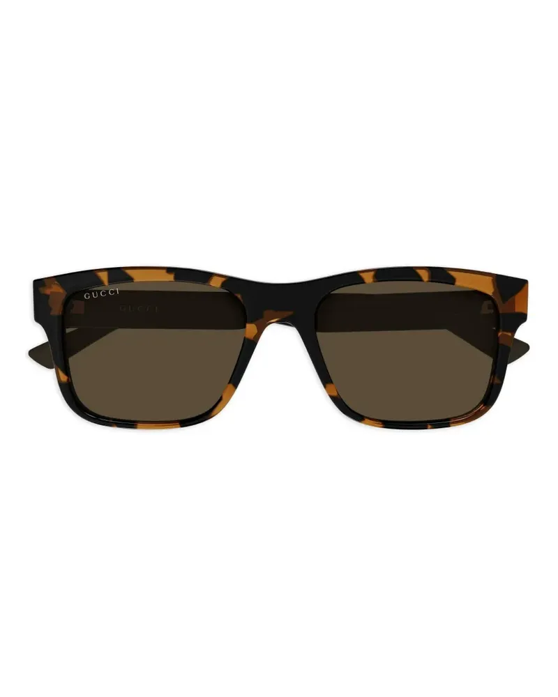 Gucci tortoiseshell-effect rectangle-frame sunglasses - Braun Braun