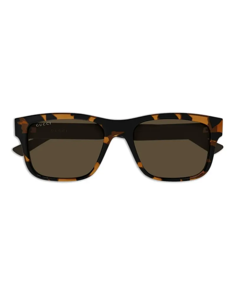 Gucci tortoiseshell-effect rectangle-frame sunglasses - Braun Braun