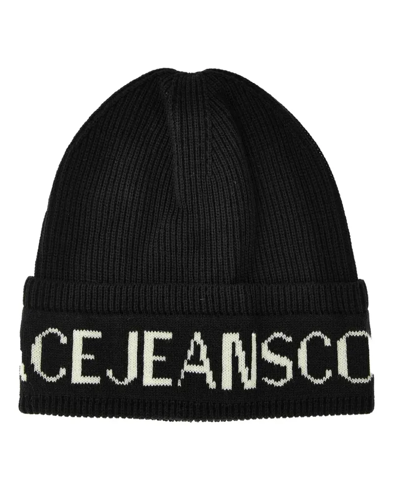 Versace Jeans Beanie mit Logo-Band - Schwarz Schwarz