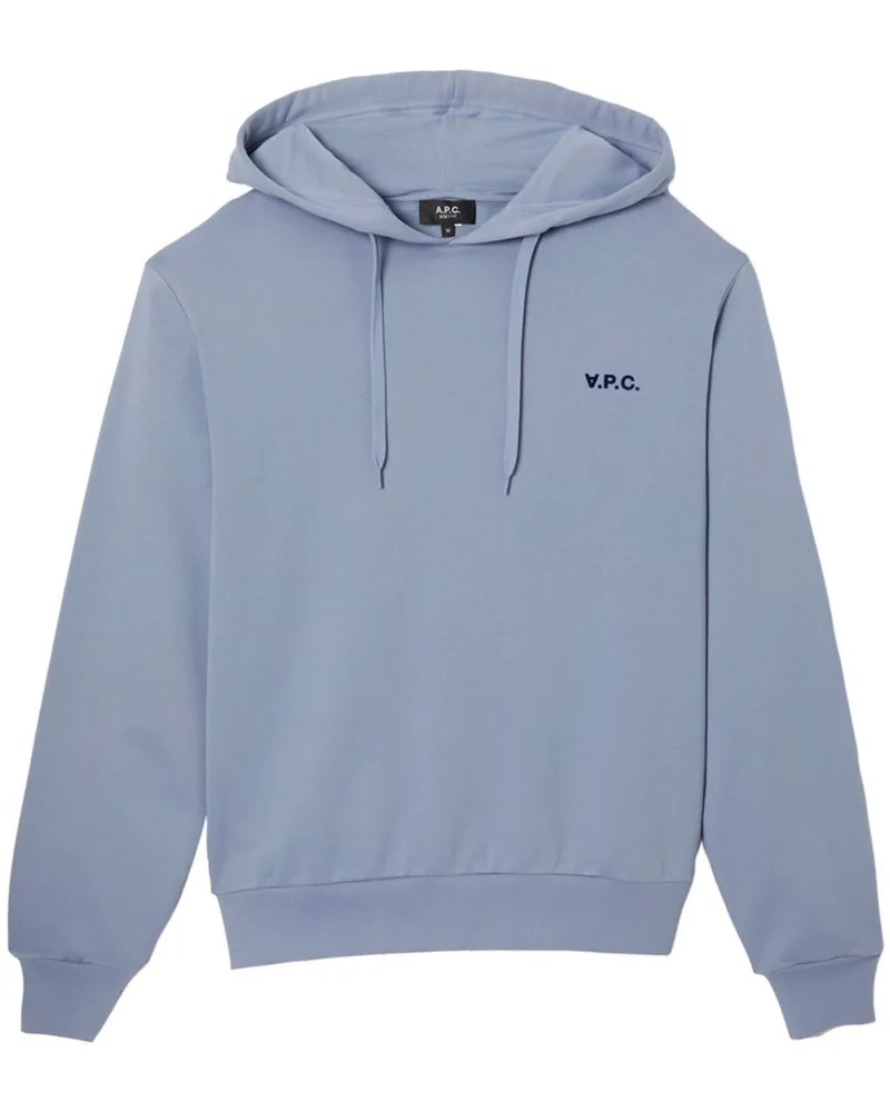 A.P.C. Hoodie mit Logo-Print - Blau Blau