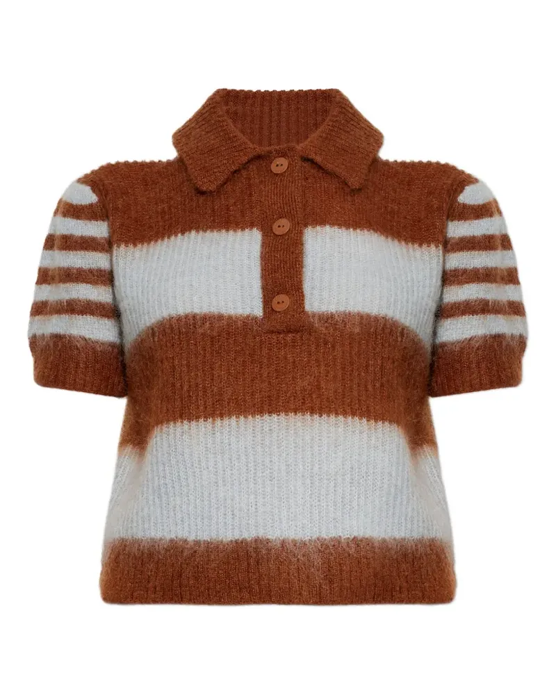 AllSaints Gestreiftes Polo-Top - Braun Braun