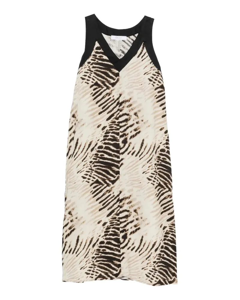 DKNY animal-print V-neck midi dress - Nude Nude
