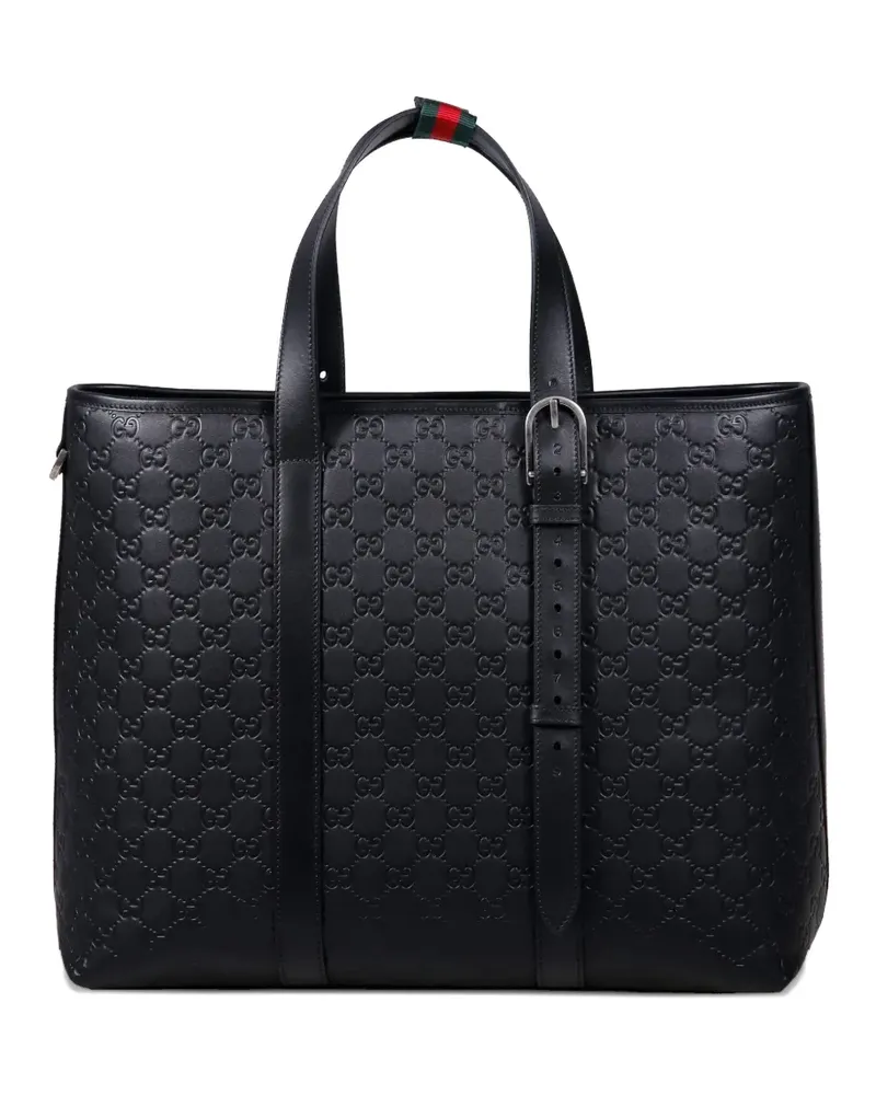 Gucci embossed buckle tote bag - Schwarz Schwarz