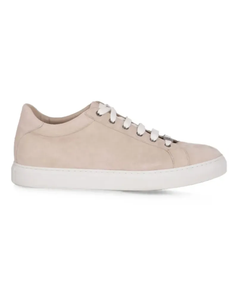 Isaia logo-embroidered lace-up sneakers - Nude Nude
