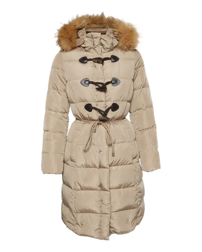 Max Mara quilted fur trim puffer coat - Nude Nude