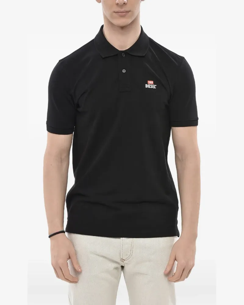 Diesel Poloshirt mit Logo-Print - Schwarz Schwarz