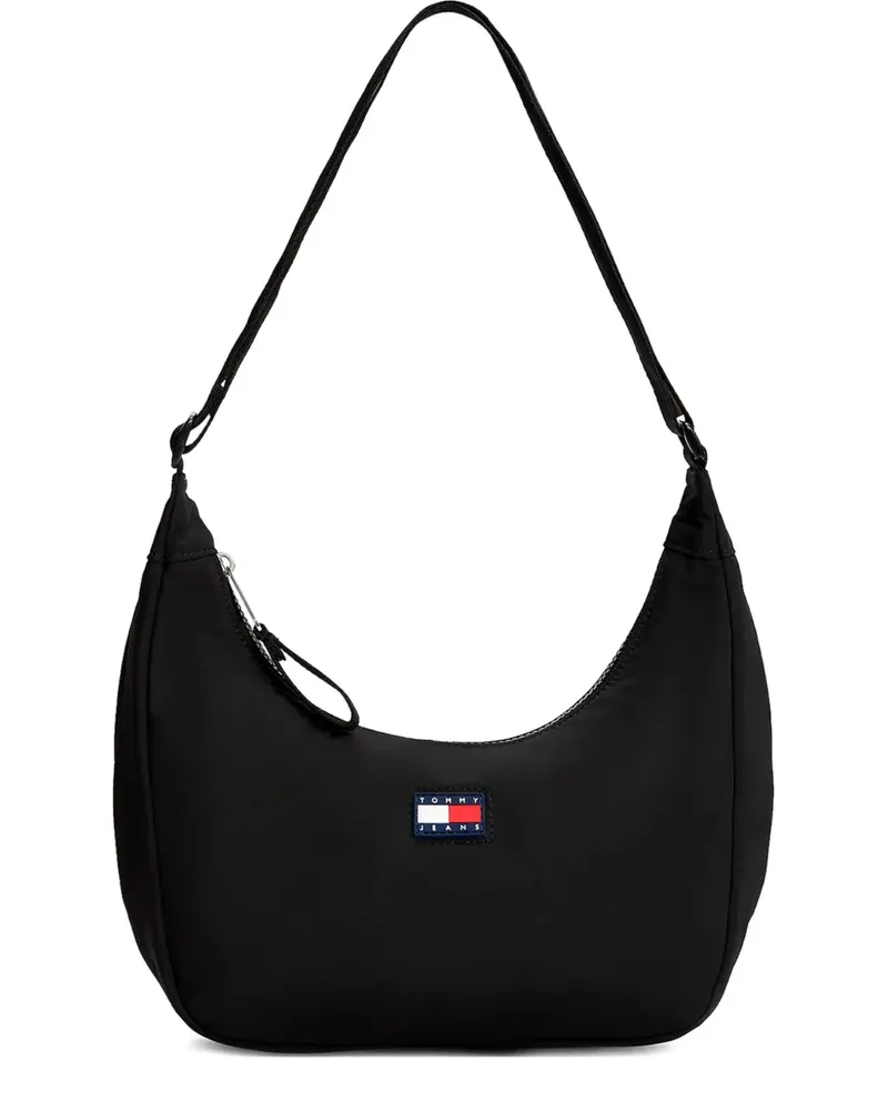 Tommy Hilfiger Halbrunde Tasche mit Logo-Patch - Schwarz Schwarz