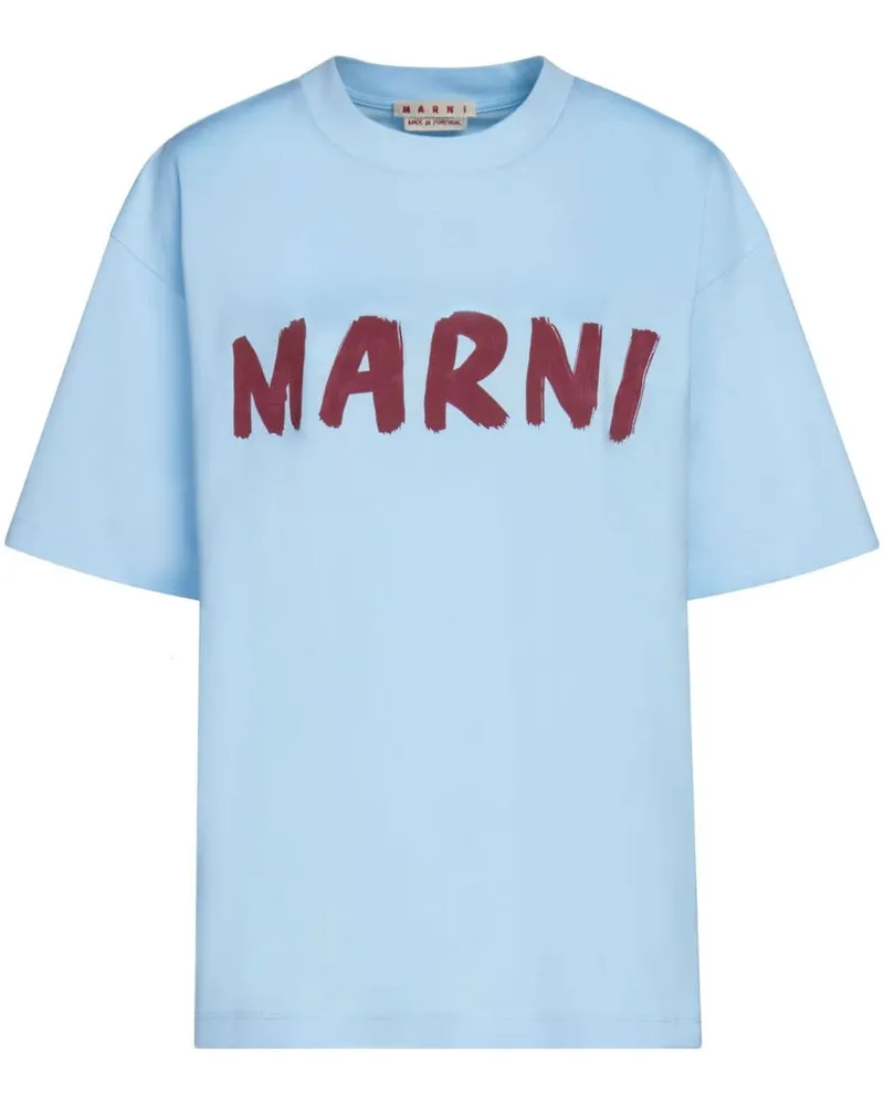 Marni T-Shirt mit Logo-Print Blau